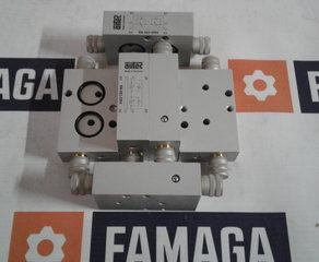 Плата дроссельная
Drosselplatte für ein 3/2-Wege NAMUR-Ventil G1/4
zur Regulierung der Vor- und Rücklaufbewegung
von einfachwirkenden Drehantrieben,
Drosseleinstellung manuell mit Rändelschraube,
Anschluss: NAMUR AIRTEC Pneumatic